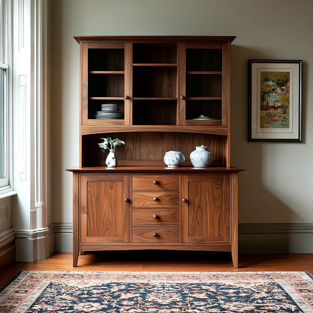 Wooden Handmade Classic Shaker Buffet and Hutch, Handcrafted