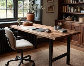 The Walnut Standing Desk: Custom Wooden Desk With Cable Management - Etsy