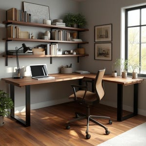 The Underhill L-Desk: Handcrafted Solid Walnut Design