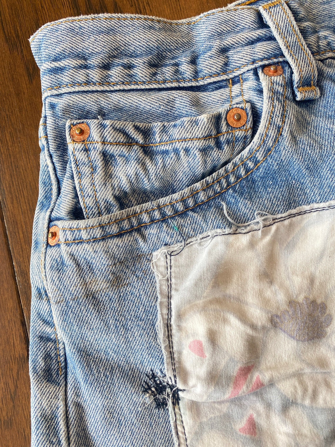 Th Levis 501 Re/Done Patched Shorts 29 | Etsy