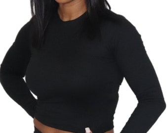 Not Your Average Long Sleeve Crop Top - Black