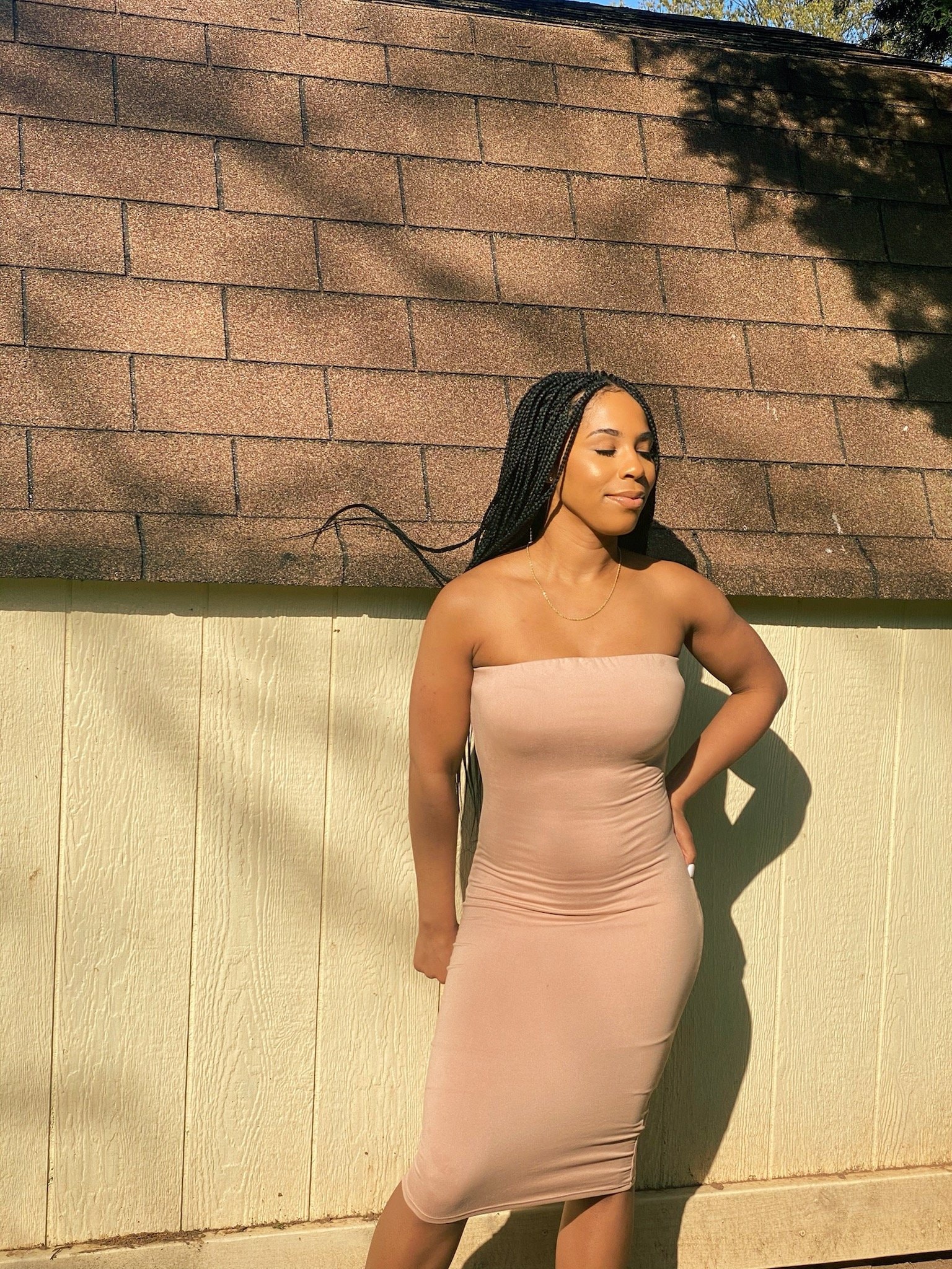 Hourglass Midi Tube Dress Light Nude 