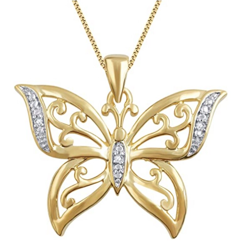Butterfly Necklace Gold, Diamond Butterfly Pendant Necklace, Butterfly Gifts for Women