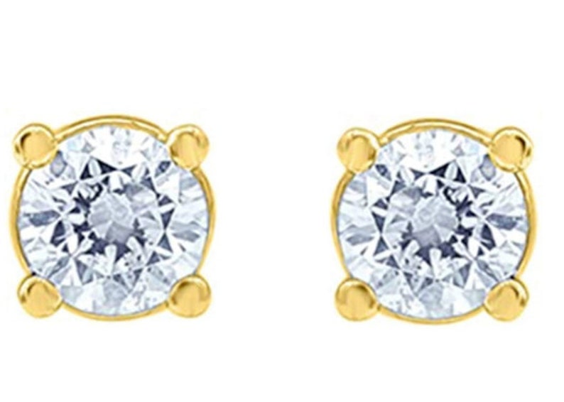 4 Prong Earrings For Women Kids Babies 14KT White Gold Round Diamond Accent Earrings