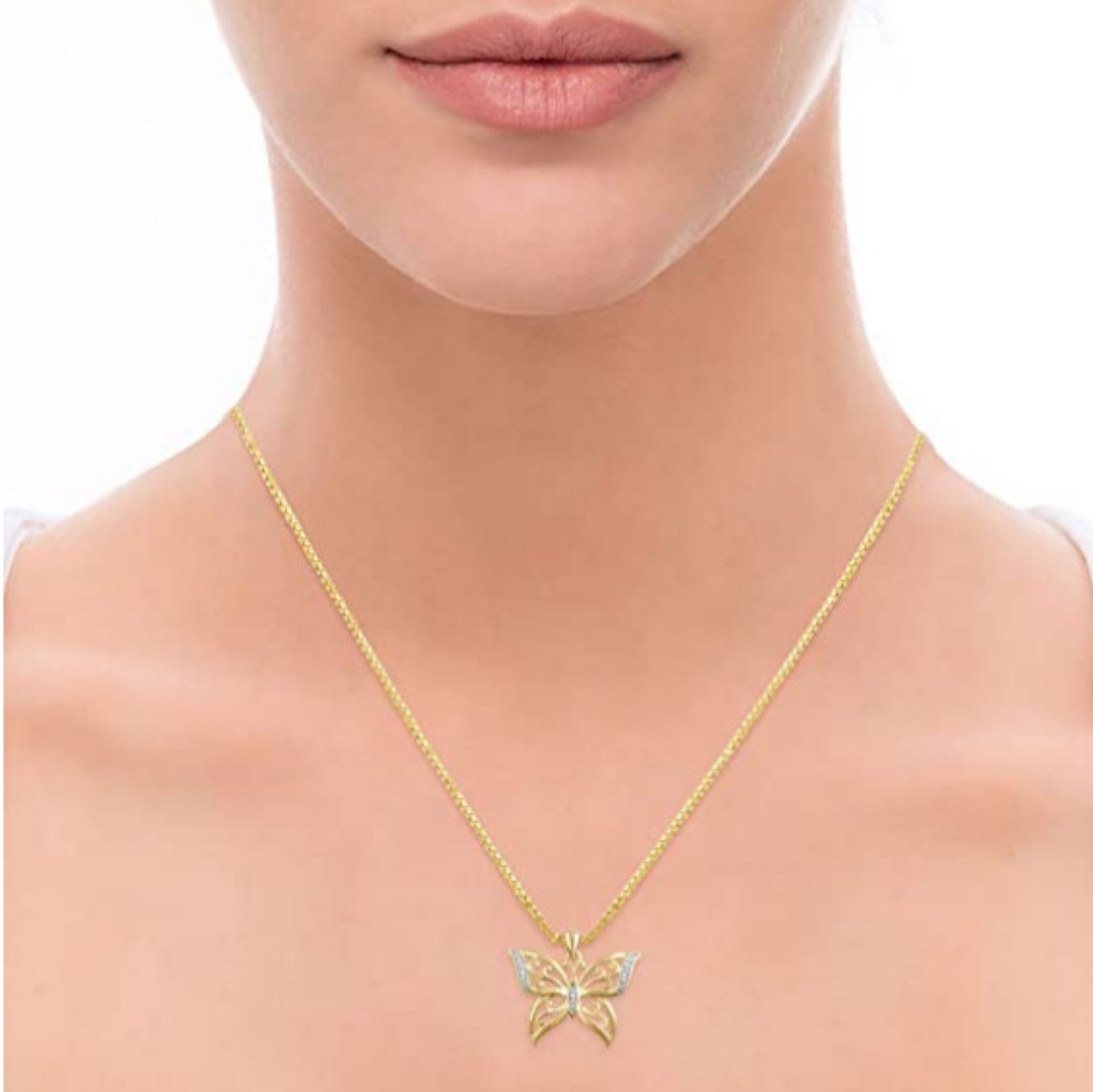 Butterfly Necklace Gold, Diamond Butterfly Pendant Necklace, Butterfly