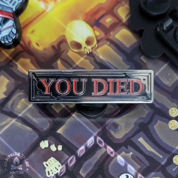 Glowing "You Died" Game Over Enamel Pin