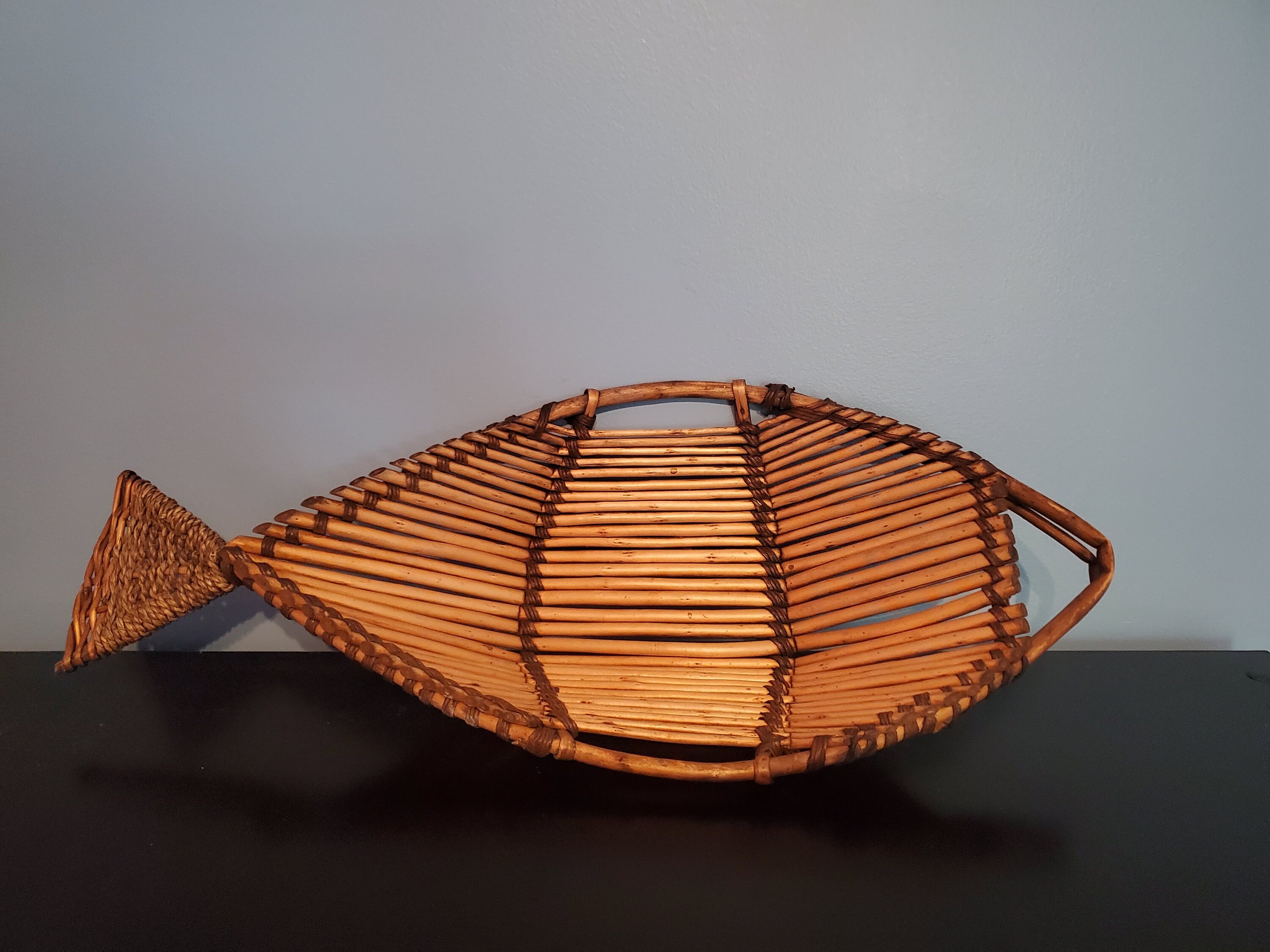 Vintage Inspired Bamboo Fish Basket Beach Decor Fish Shape Etsy