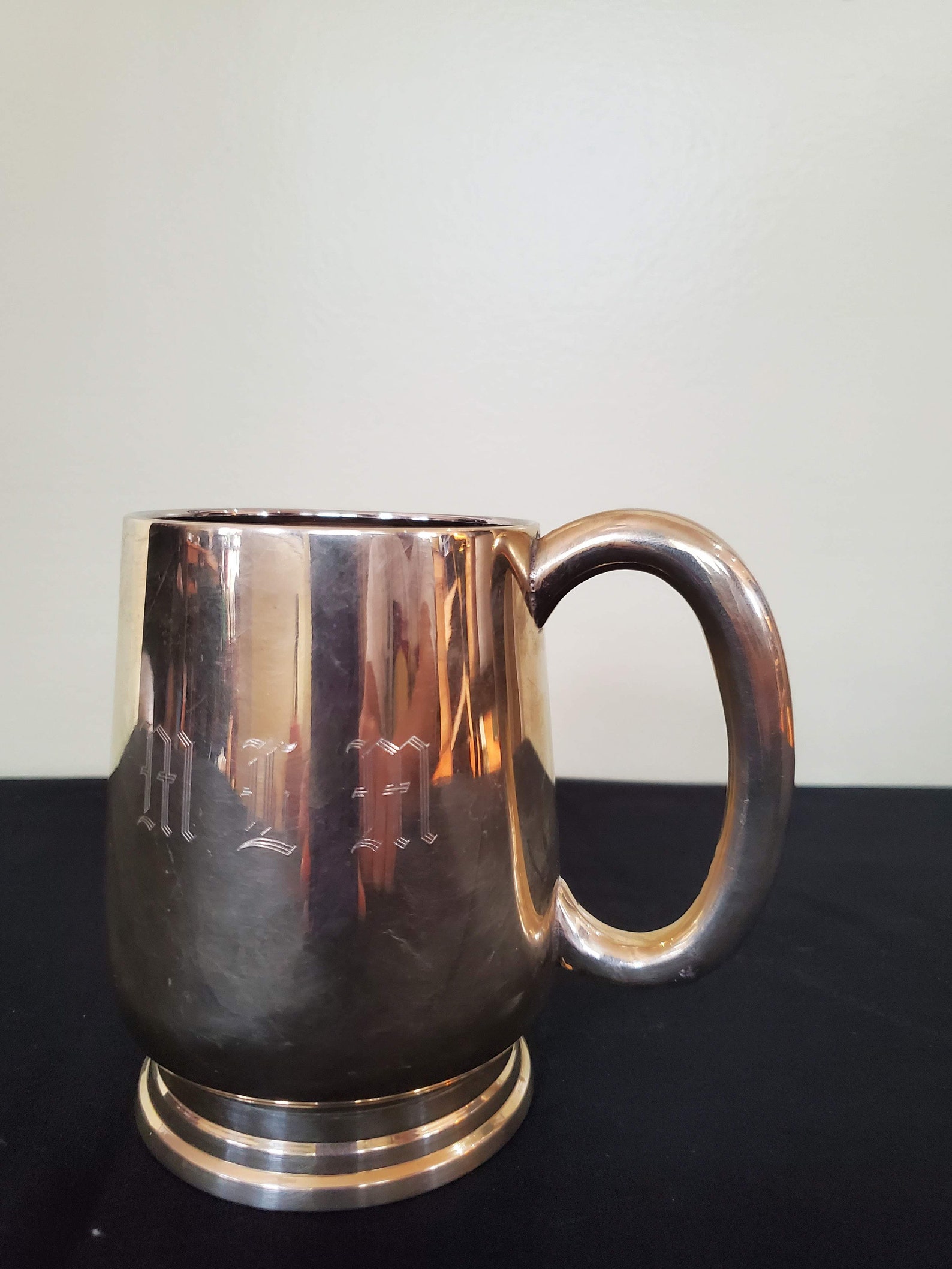 Vintage Solid Mug Brass With M G M Monogramed/ India Etsy