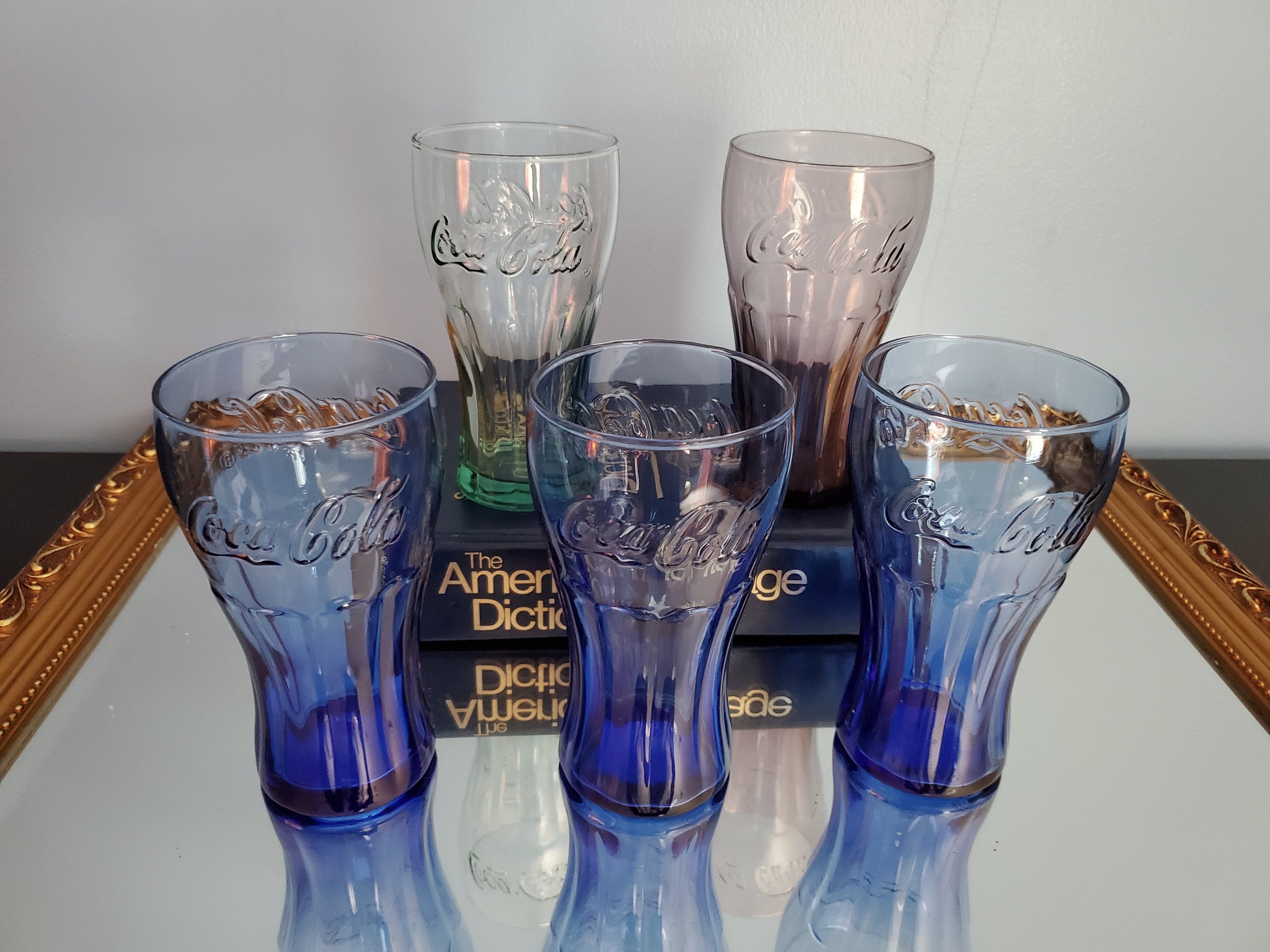 Set of 5 Multi Colored Libbey Coca Cola Glasses Vintage Coca Etsy