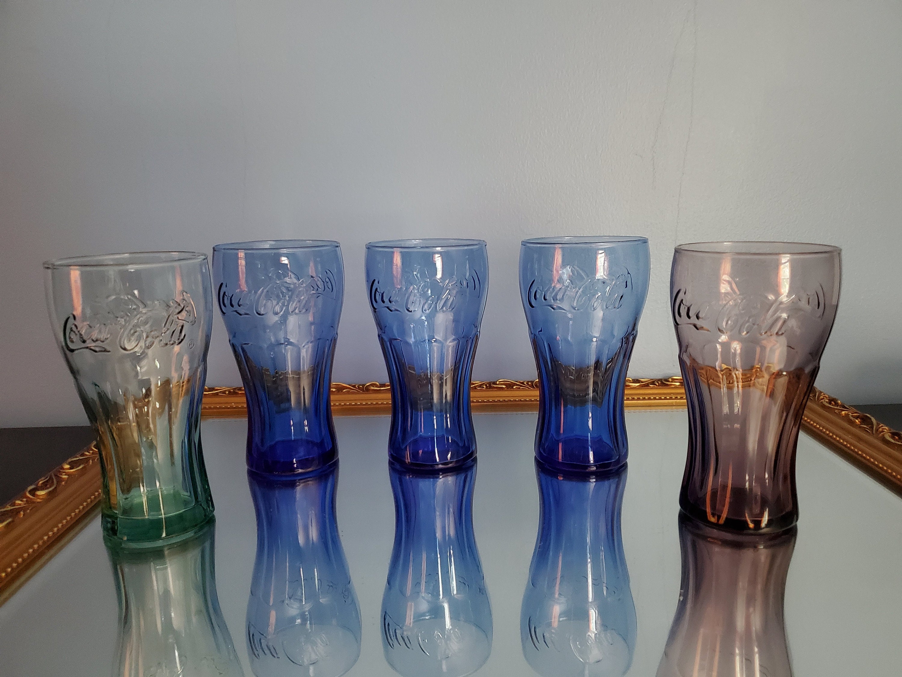 Set of 5 Multi Colored Libbey Coca Cola Glasses Vintage Coca Etsy