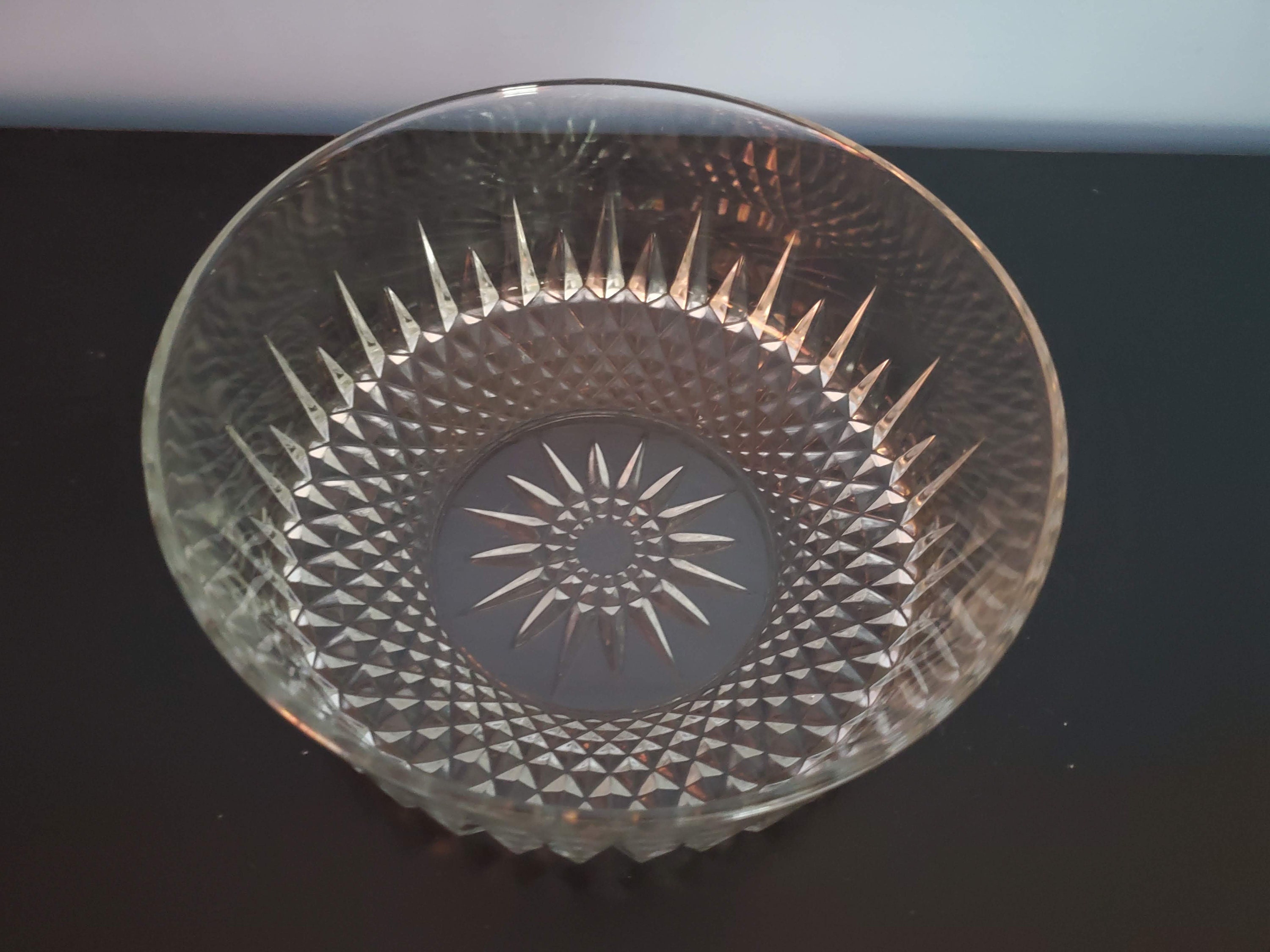 Vintage Arcoroc France Crystal Starburst Large Glass Serving Etsy