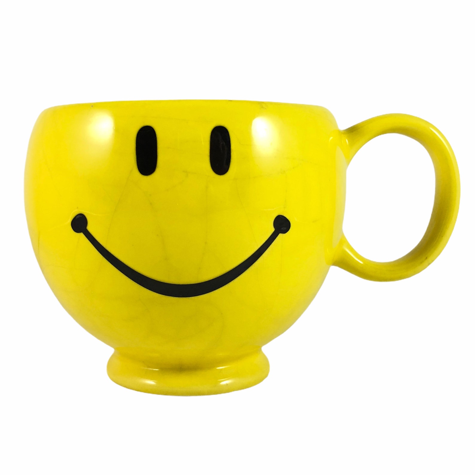 Vintage Smiley Face Happy Emoji Coffee Cup Yellow Ceramic Mug | Etsy