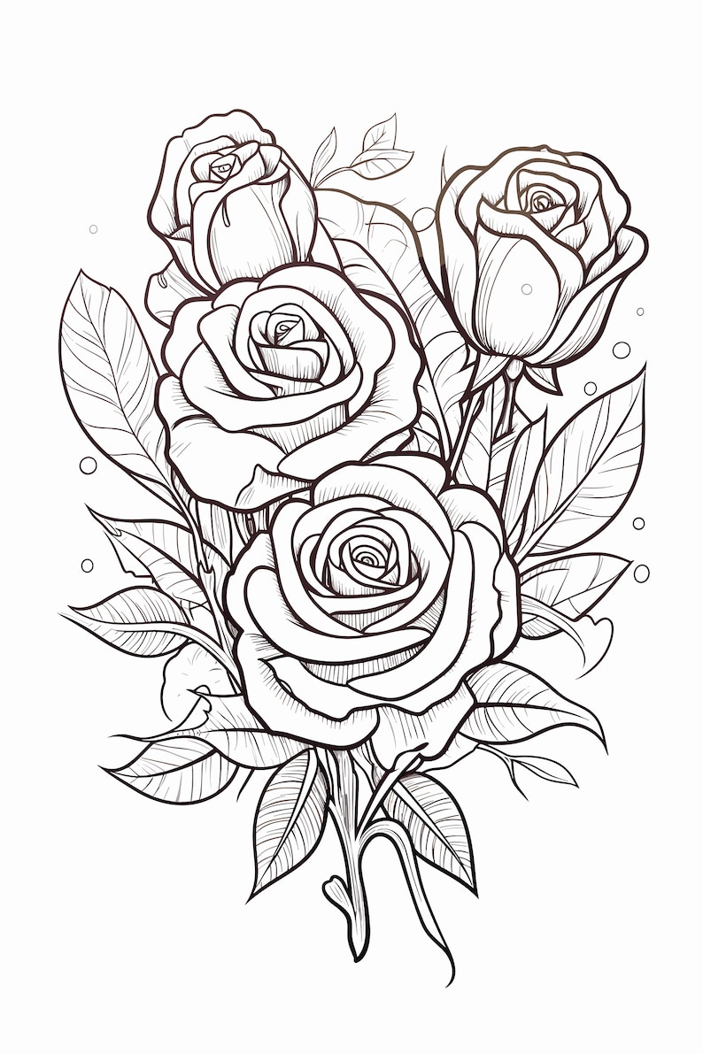 Beautiful Flower Coloring Pages - Etsy