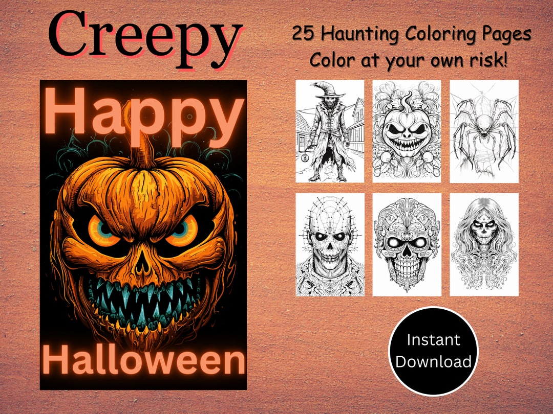 Scary Halloween Coloring Pages - Etsy