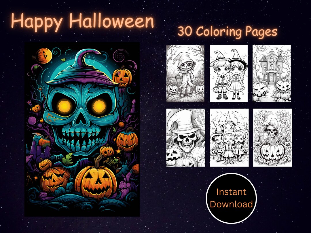 Kids Halloween Coloring Pages Instant Digital Download - Etsy