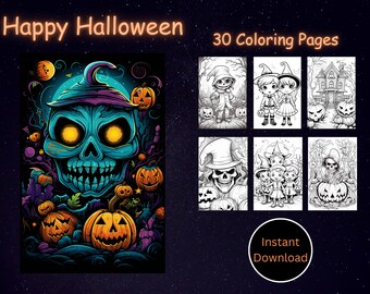 Kids Halloween Coloring Pages Instant Digital Download