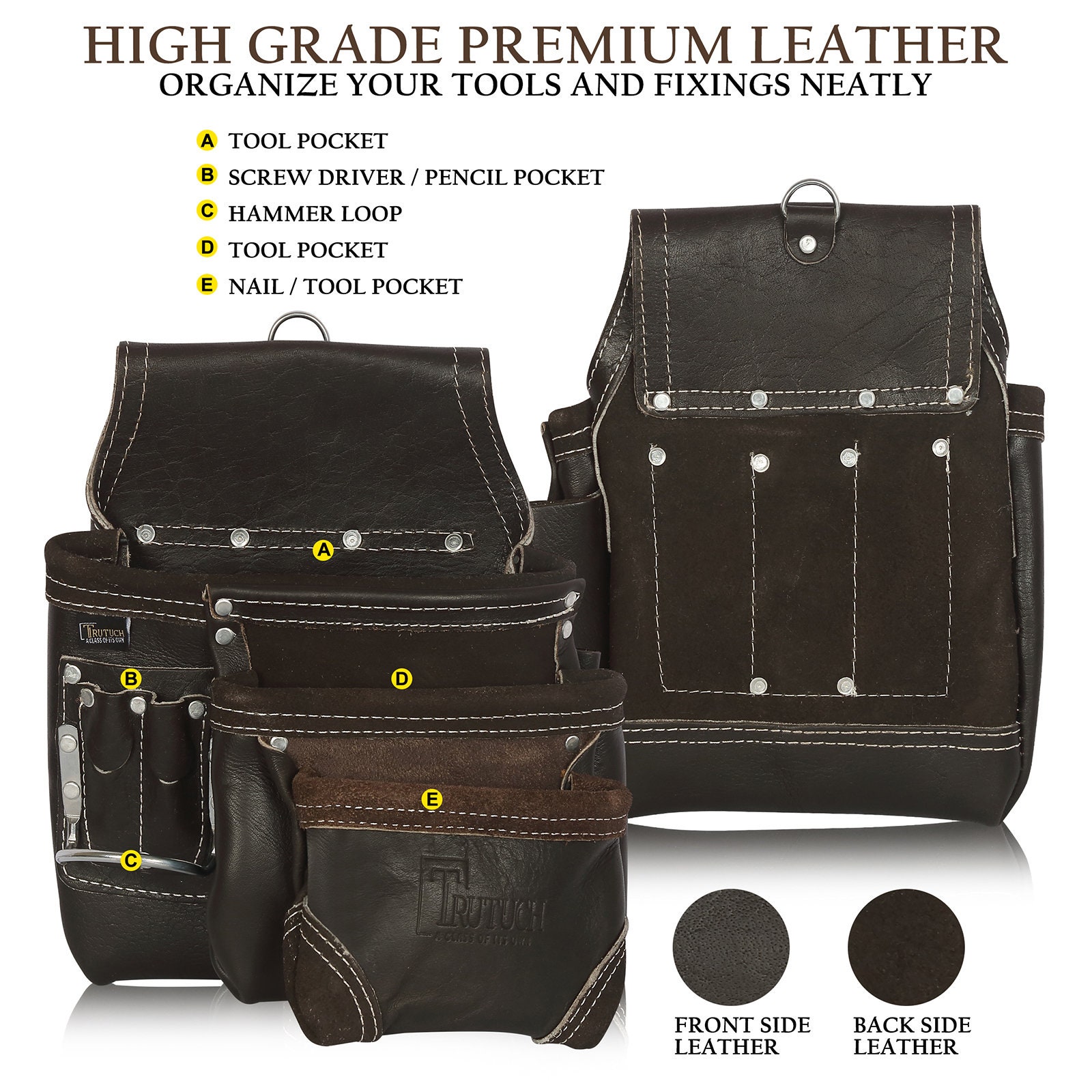 Trutuch Leather Tool Belt With Work Suspender 18 Pockets Etsy