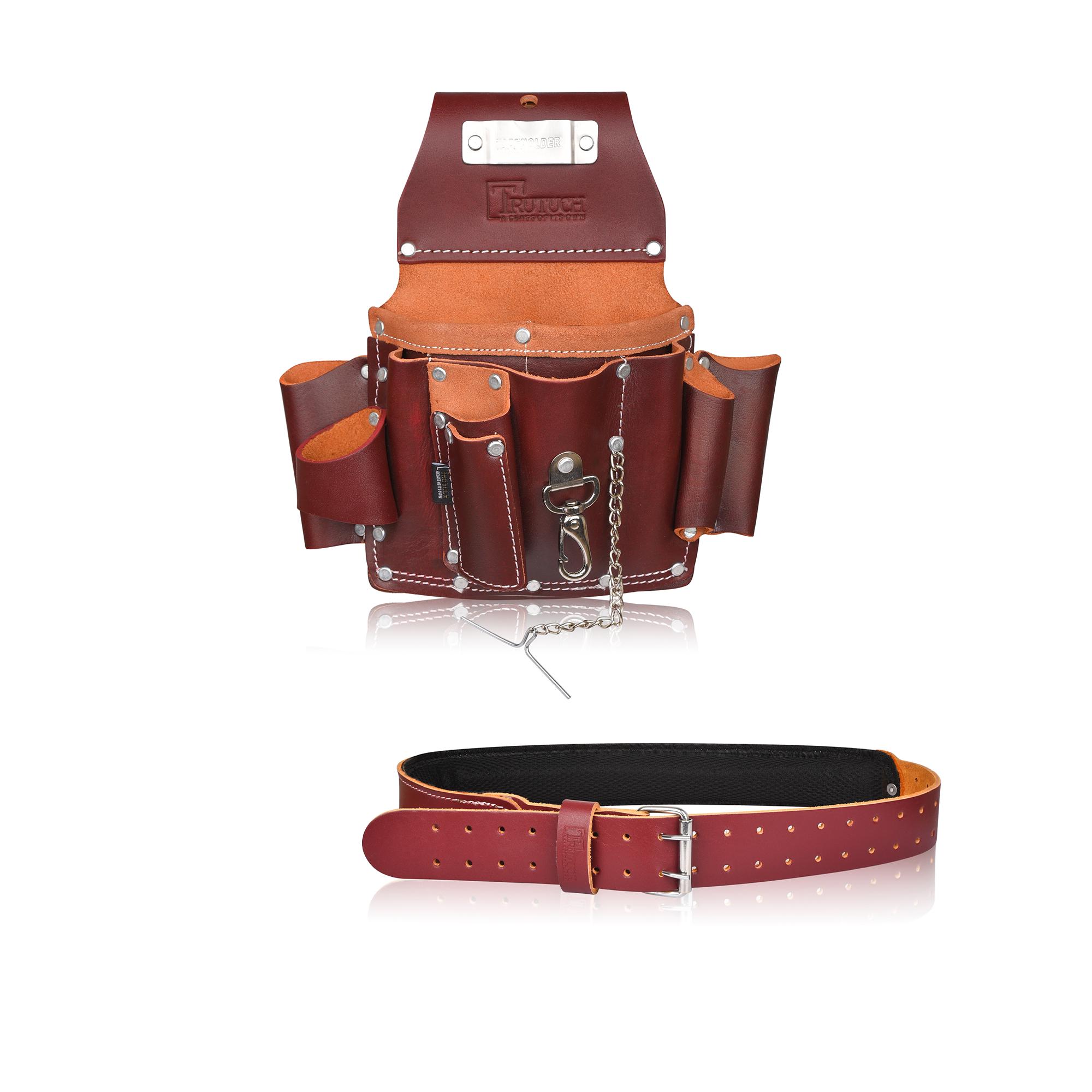 TRUTUCH Leather Electrician Tool Pouch with Foam Padded Work Belt Carpenter Tool Pouch Electrician Pouch Electric Tool Bag
