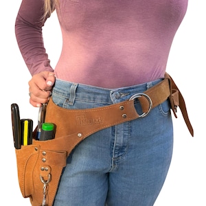 TRUTUCH Leather Garden Tool Belt for Men Women | Gardening Tool Pouch | Gardener Belt Apron | Holster Pouch | Florist Belt