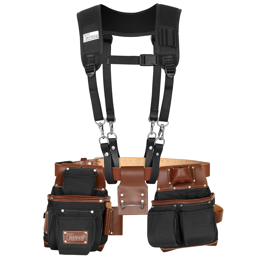 Trutuch Black Nylon & Leather Tool Belt With Nylon Work Suspender