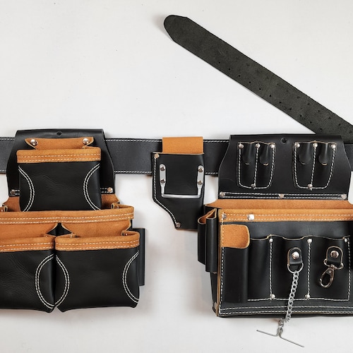 Trutuch Black Leather Tool Belt Carpenter Tool Pouch Bag Etsy