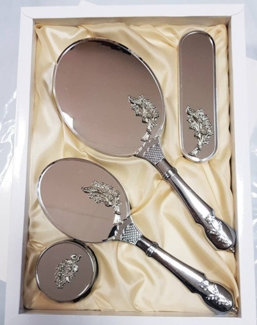Luxury Mirror Comb and Brush Set Gold Makeup Set Gift Set Etsy
