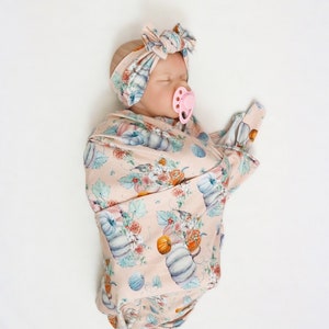 Bamboo Swaddle Blanket | Infant Swaddling Wrap | Baby Shower Newborn Gift | Fall Pumpkin Patch | Premium Collection - Newborn Baby 44&quot; x 44&quot;