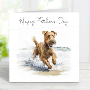 Irish Terrier Vatertagskarte, glücklicher Vatertagshund-Grußkarte, 6 "x 6"