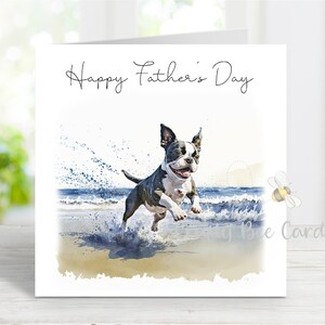 Vaderdagkaart Boston Terrier, Happy Father's Day-hondwenskaart, 6 x 6 inch