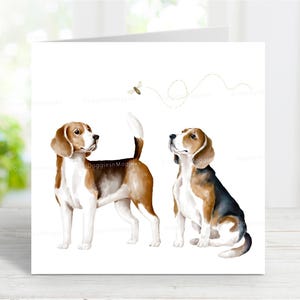 Beagle Karte, schöner Hund, Gruß, Karte für jeden Anlass - Geburtstag, Danke, Gute Besserung, Sympathie, Haustier Verlust, 15x15cm