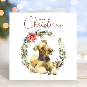 Carte de Noël Airedale Terrier, carte de voeux de fête « Joyeux Noël », chien, 6 x 6 po