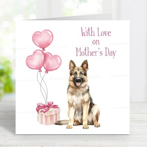 Karte Deutscher Schäferhund Muttertag, Schöne Mama Grußkarte für Mothering Sonntag, 15,5 x 15,5 cm, innen leer