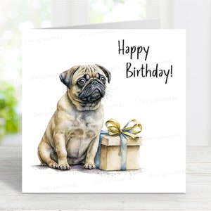 Geburtstagskarte Mops, alles Gute zum Geburtstag Glückwunschkarte, 15,5 x 15 cm, innen leer