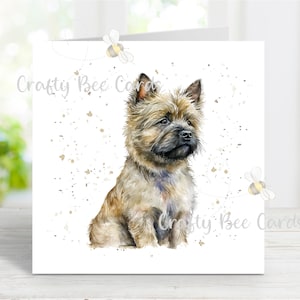Tarjeta de Cairn Terrier, adorable tarjeta de felicitación para cualquier ocasión: cumpleaños, agradecimiento, recuperación, condolencias, pérdida de mascota, 15 x 15 cm