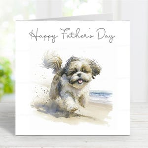 Cartão de Dia dos Pais Shih Tzu, Cartão de Feliz Dia dos Pais para Cachorro, 6" x 6"