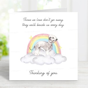 Bedlington Terrier Beileidskarte - Hund denkt an Sie Karte - Sentimentaler Hundeverlust Zitat - Regenbogenbrücke Karte - 6 "x 6"