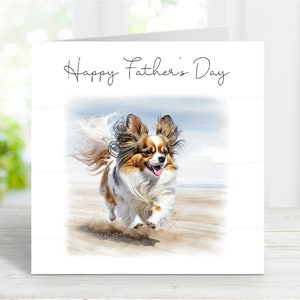 Papillon Vatertagskarte, Glücklicher Vatertag Hund Grußkarte, 15,5 x 15 cm