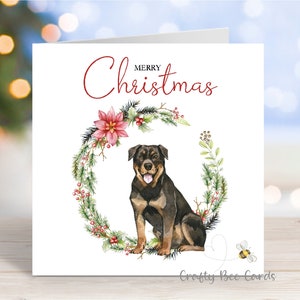 Carte de Noël Rottweiler, carte de voeux « Joyeux Noël », chien pour la fête, 6 x 6 po