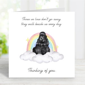 Cocker Spaniel (Preto) Cartão de Condolências - Perda de Cachorro Pensando em Você Citação - Cartão Rainbow Bridge - 6" x 6"