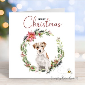 Carte de Noël Jack Russell Terrier, carte de voeux « Joyeux Noël », chien festif, 6 x 6 po