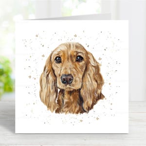Carte de voeux pour chien cocker spaniel (doré), vierge pour toute occasion, anniversaire, merci, rétablissement, sympathie, perte d'un animal de compagnie, nouveau chiot, 6 x 6 po.
