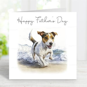 Jack Russell Terrier-vaderdagkaart, Happy Father's Day-wenskaart voor honden, 6 x 6 inch