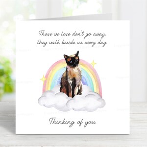 Burmese Cat Sympathy Card - Cat Thinking of You Card - Sentimental Cat Loss Card - 6" x 6"