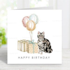 Carte d'anniversaire chat American Shorthair, carte de voeux amusante pour les amoureux des chats, 6 x 6 po