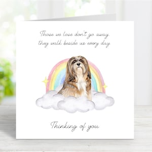 Tarjeta de condolencias para Lhasa Apso - Pensamientos sentimentales sobre la pérdida de un perro - Tarjeta Puente Arcoíris - 15 x 15 cm