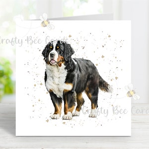 Berner Sennenhund Karte, schöne Grußkarte für jeden Anlass - Geburtstag, Danke, Gute Besserung, Sympathie, Haustier Verlust, 15,5 x 15 cm