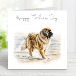 Cartão de Dia dos Pais Leonberger, Cartão de Feliz Dia dos Pais para Cachorro, 6" x 6"