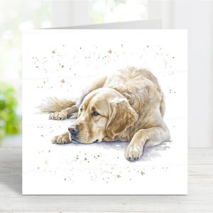 Golden Retriever Hund Grußkarte, blanko, für jeden Anlass, Geburtstag, Danke, Gute Besserung, Sympathie, Verlust des Haustieres, neuer Welpe, 15 x 15 cm - GR2