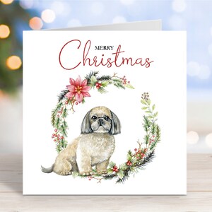Carte de Noël Shih Tzu, carte de voeux « Joyeux Noël », chien pour la fête, 6 x 6 po