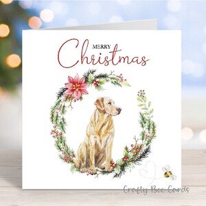 Tarjeta navideña de Labrador Retriever (amarillo), tarjeta de felicitación navideña para perros, 15 x 15 cm